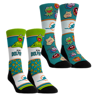  Miami Dolphins Rock Em Unisex Muppets 2-Pack Crew Socks Set - Blue