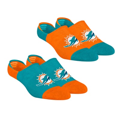 Miami Dolphins Rock Em Unisex Two-Pack Team Color No Show Socks