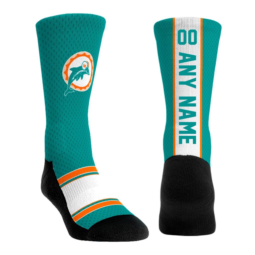  Miami Dolphins Rock Em Socks Unisex Throwback Jersey Custom Crew Socks - Aqua