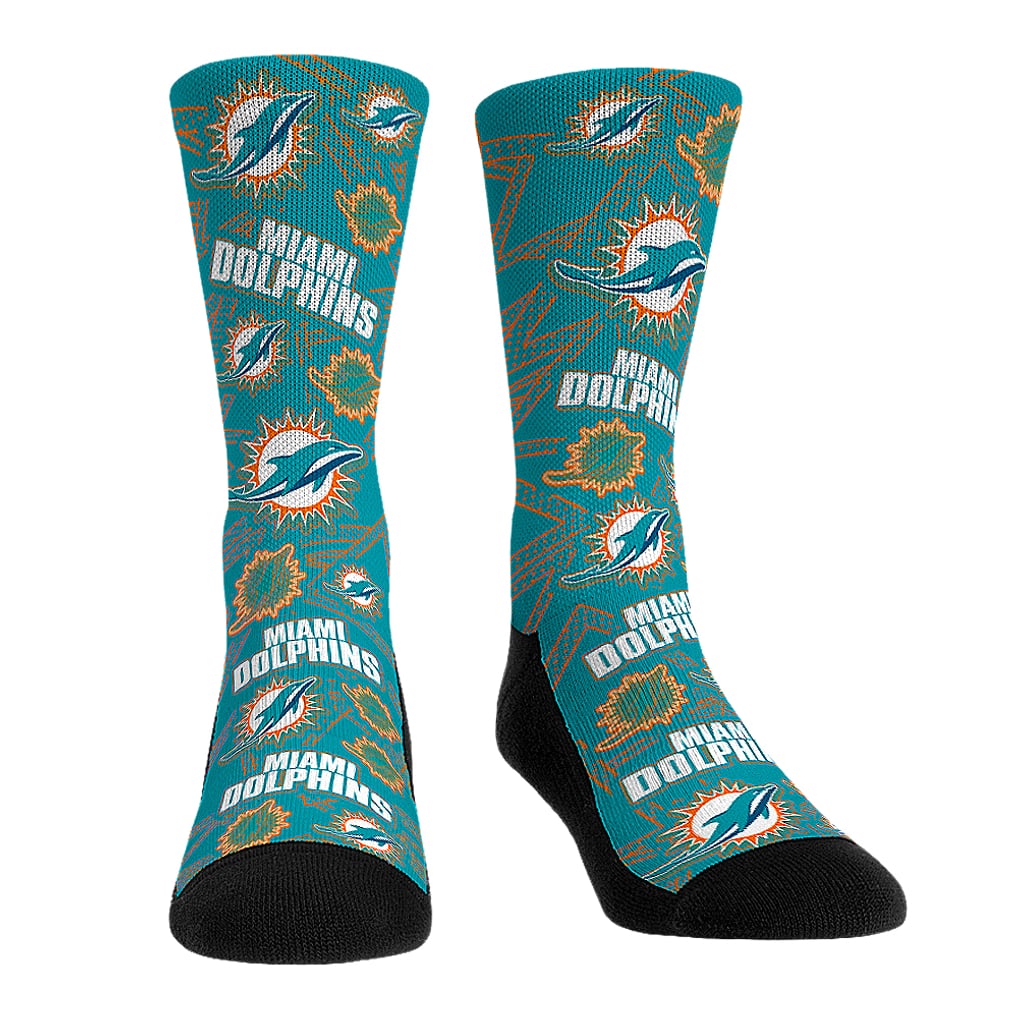  Miami Dolphins Rock Em Socks Unisex Gameday Two-Pack Crew Socks Set