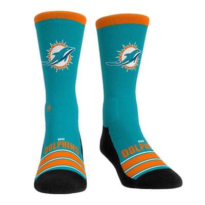  Miami Dolphins Rock Em Unisex Gametime Stripe Crew Socks - Turquoise