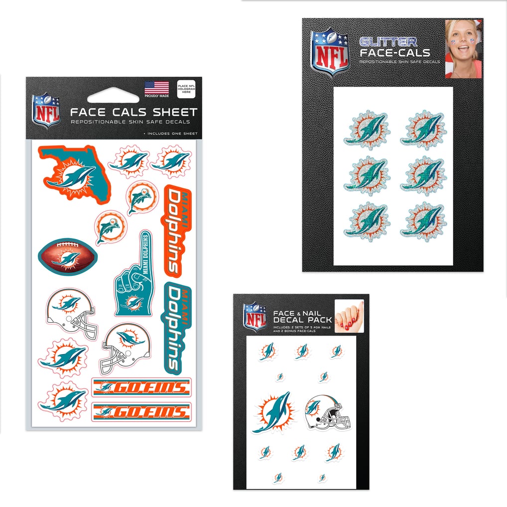 Miami Dolphins WinCraft 4" x 7" Waterless Tattoos Set