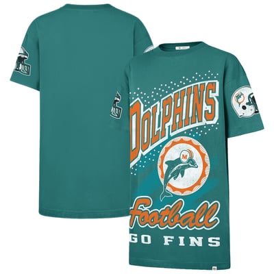  Miami Dolphins '47 Women's Oversized Gemstone Swash T-Shirt Dress - Aqua