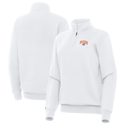 Miami Dolphins Antigua Women's Victory Quarter-Zip Pullover - White
