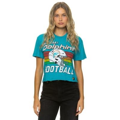 Miami Dolphins Aviator Nation Women's Boxy Boyfriend Tri-Blend T-Shirt - Aqua