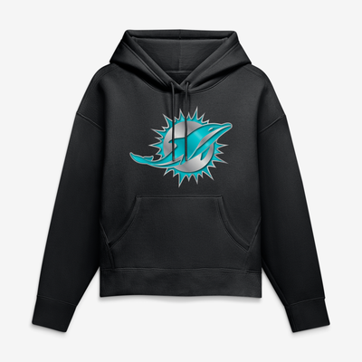 Miami Dolphins Women's Metallic Mascot Hoodie - Black