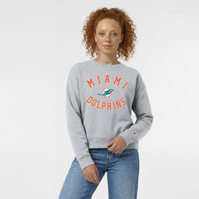  Miami Dolphins Champion Women's Heart & Soul Powerblend Sweatshirt - Heather Gray