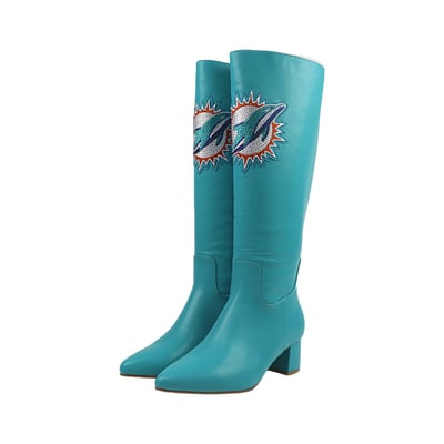  Miami Dolphins FABGATING by Cuce Women's Vegan Leather Classic Team Boots - Aqua