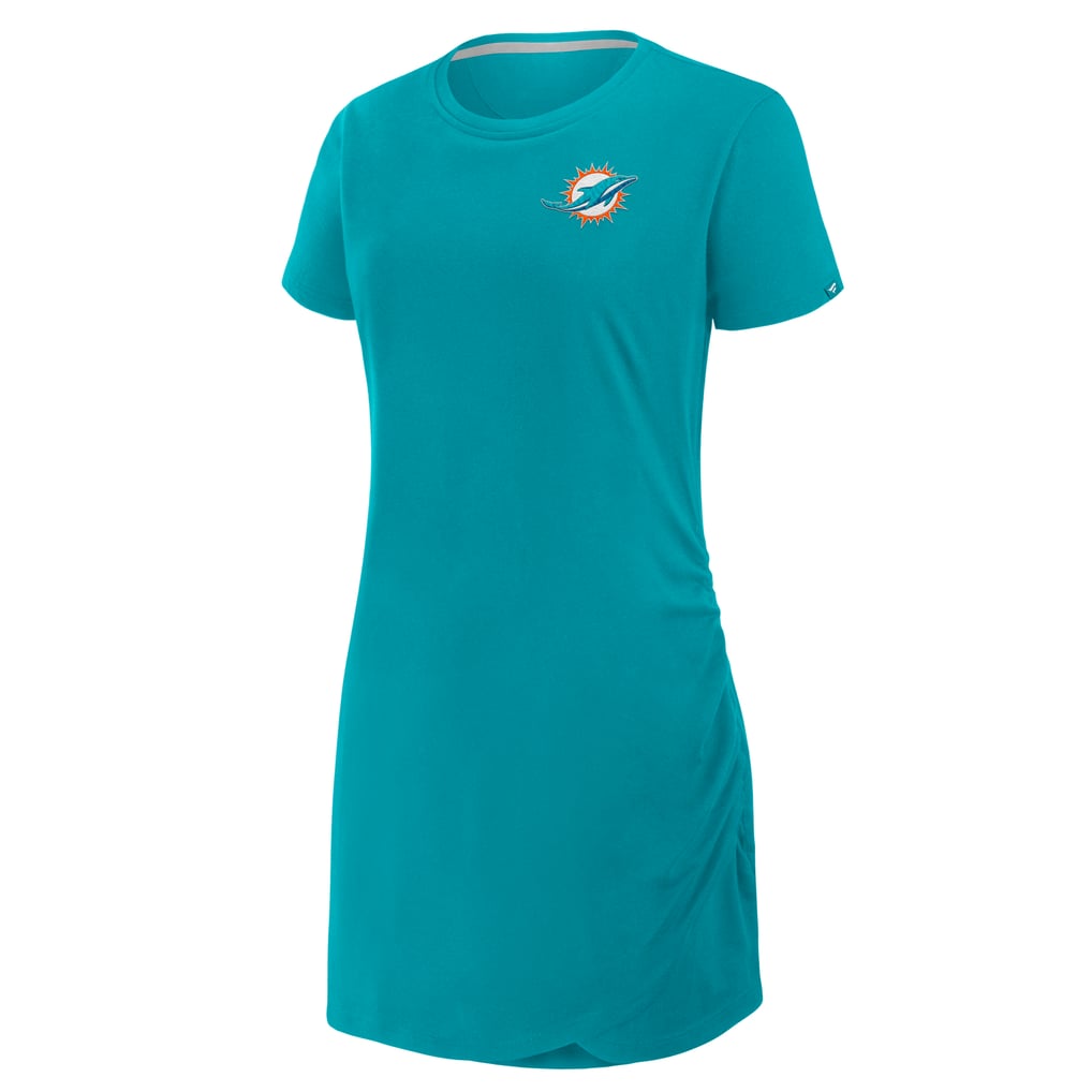 miami dolphin jersey dress Women's Dolphins Fanatics Aqua Ruched Drape T-Shirt Sweaters