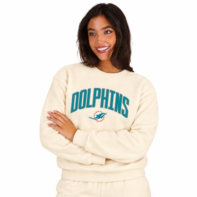  Miami Dolphins Fanatics Women's Plus Size Hoodie & Pants Lounge Set - Cream