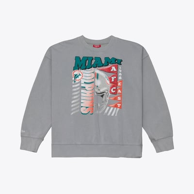  Miami Dolphins Mitchell & Ness Women's Street Graphic Crewneck Sweatshirt - Gray