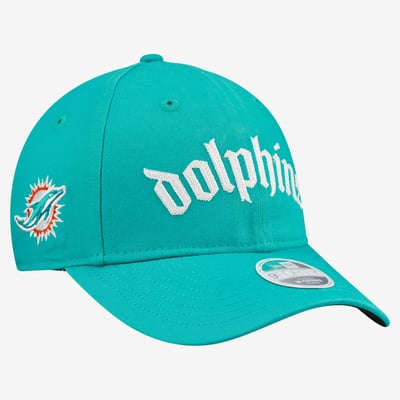 Miami Dolphins New Era Women's Gothic Font 9FORTY M-Crown Adjustable Hat - Aqua
