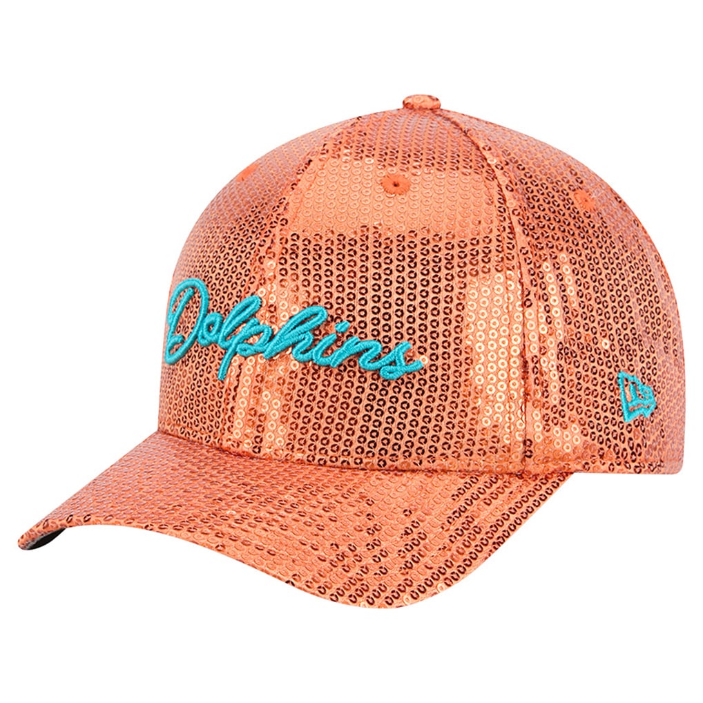 Miami Dolphins New Era Women's Sequin Script 9FORTY Adjustable Hat - Orange
