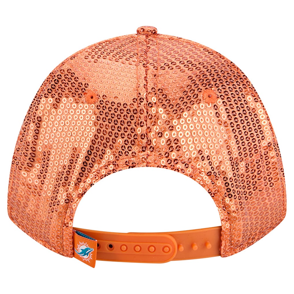 Miami Dolphins New Era Women's Sequin Script 9FORTY Adjustable Hat - Orange