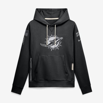  Miami Dolphins Nike Women's 2026 Salute to Service Sideline Dri-FIT Pullover Hoodie - Black