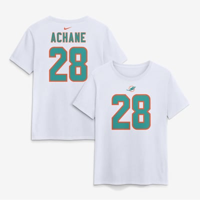 De’Von Achane Miami Dolphins Nike Women's Name & Number T-Shirt - White