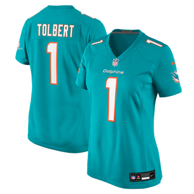 Jalen Tolbert Miami Dolphins Nike Women's Team Game Jersey - Aqua