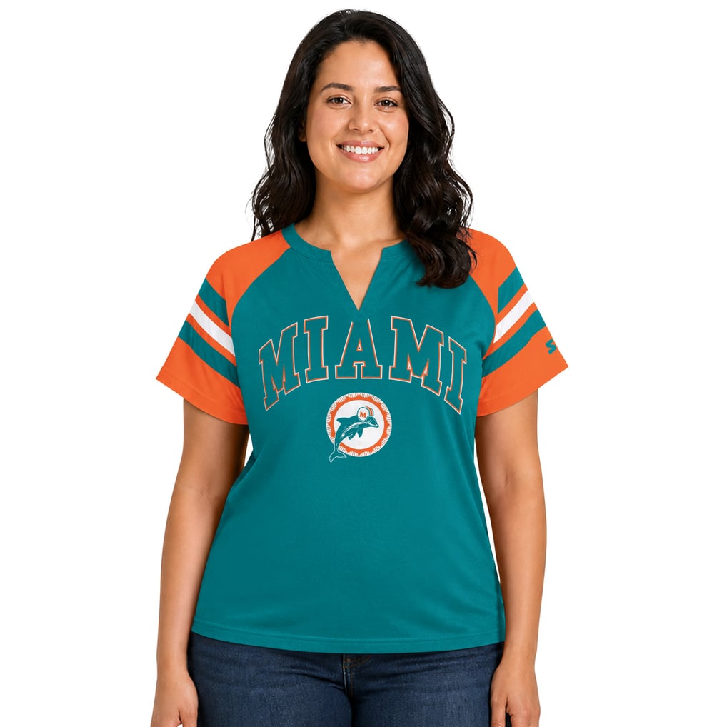 Starter Miami Dolphins Women's Aqua Plus Size Throwback Game On Notch ...