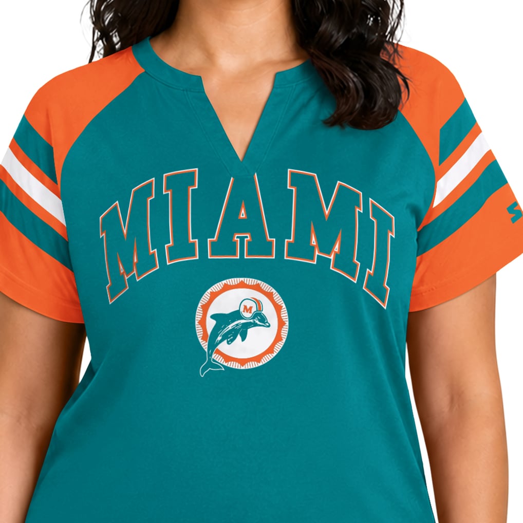 Starter Miami Dolphins Women's Aqua Plus Size Throwback Game On Notch ...