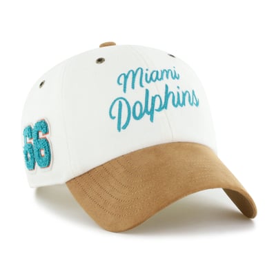Miami Dolphins Stoney Clover Lane x '47 Women's Cursive Clean Up Adjustable Hat - Cream/Tan
