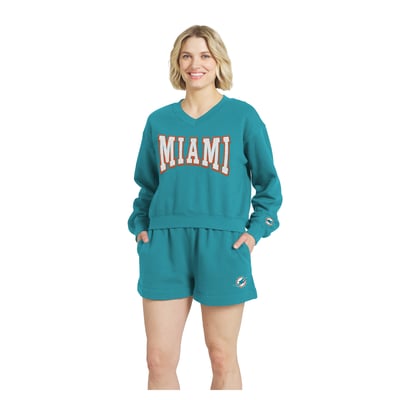 Miami Dolphins WEAR by Erin Andrews Fleece V-Neck Lounge Set - Aqua
