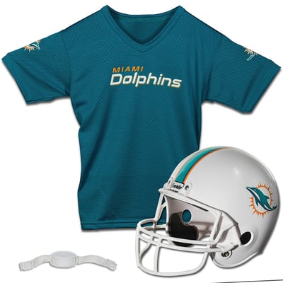 Miami Dolphins Franklin Sports Youth NFL Deluxe Helmet & Jersey Set - Aqua
