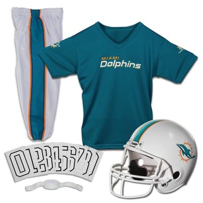 Miami Dolphins Franklin Sports Youth NFL Deluxe Uniform Set - Aqua
