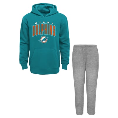 Miami Dolphins Outerstuff Youth Step By Step Hoodie & Pants Set - Aqua/Gray