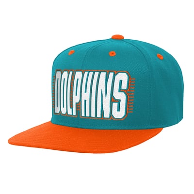 Miami Dolphins Outerstuff Youth Snapback Hat - Aqua/Orange