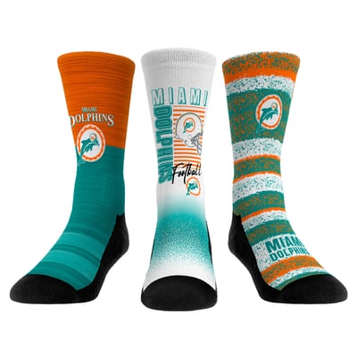  Miami Dolphins Rock Em Youth Throwback Three-Pack Crew Sock Set - 
