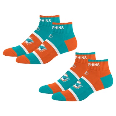 Miami Dolphins Starter Youth Season Opener Two-Pack Quarter Socks Set - Teal
