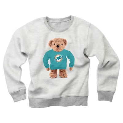 Miami Dolphins Wes & Willy Youth Reverse Fleece Teddy Bear Sweatshirt - Gray