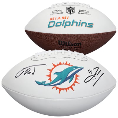 Zach Thomas & Jacob Rodriguez Miami Dolphins Autographed Fanatics Authentic Wilson White Panel Football