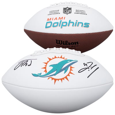 Zach Thomas & Jacob Rodriguez Miami Dolphins Autographed Fanatics Authentic Wilson White Panel Football