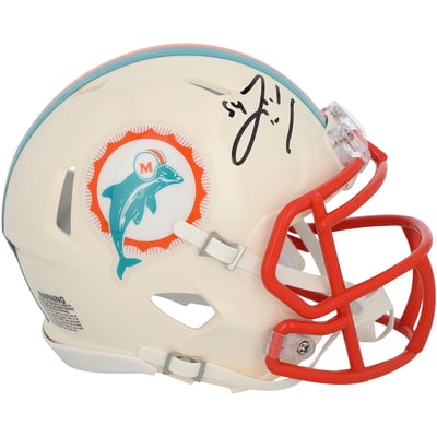 Zach Thomas Miami Dolphins Autographed Fanatics Authentic Riddell 1997-2012 Throwback Speed Mini Helmet