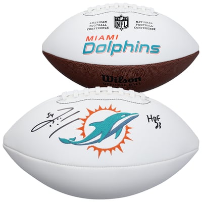 Zach Thomas Miami Dolphins Autographed Fanatics Authentic Wilson White Panel Football with "HOF 23" Inscription