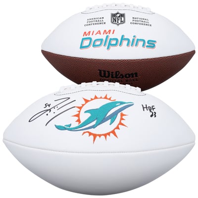Zach Thomas Miami Dolphins Autographed Fanatics Authentic Wilson White Panel Football with "HOF 23" Inscription