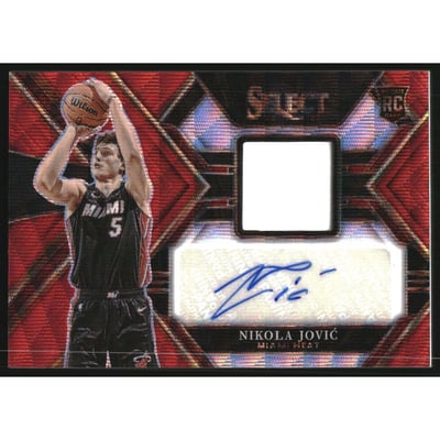 2022-23 Select Rookie Jersey Autographs Red Wave Prizms #22 Nikola Jovic