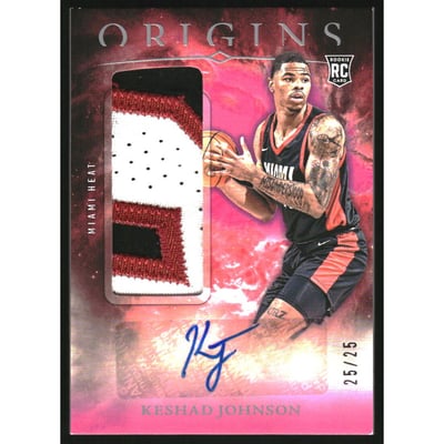 2024-25 Panini Origins Rookie Jersey Autographs Pink #6 Keshad Johnson
