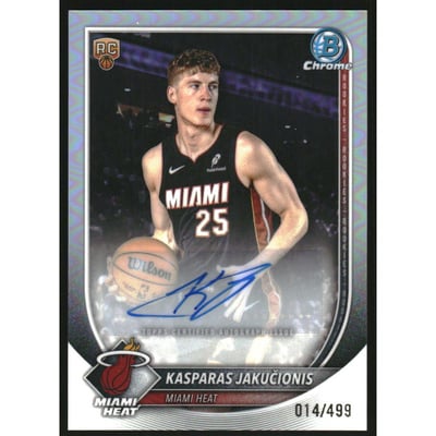 2025-26 Bowman Chrome Autographs Refractors #BCAKJ Kasparas Jakucionis