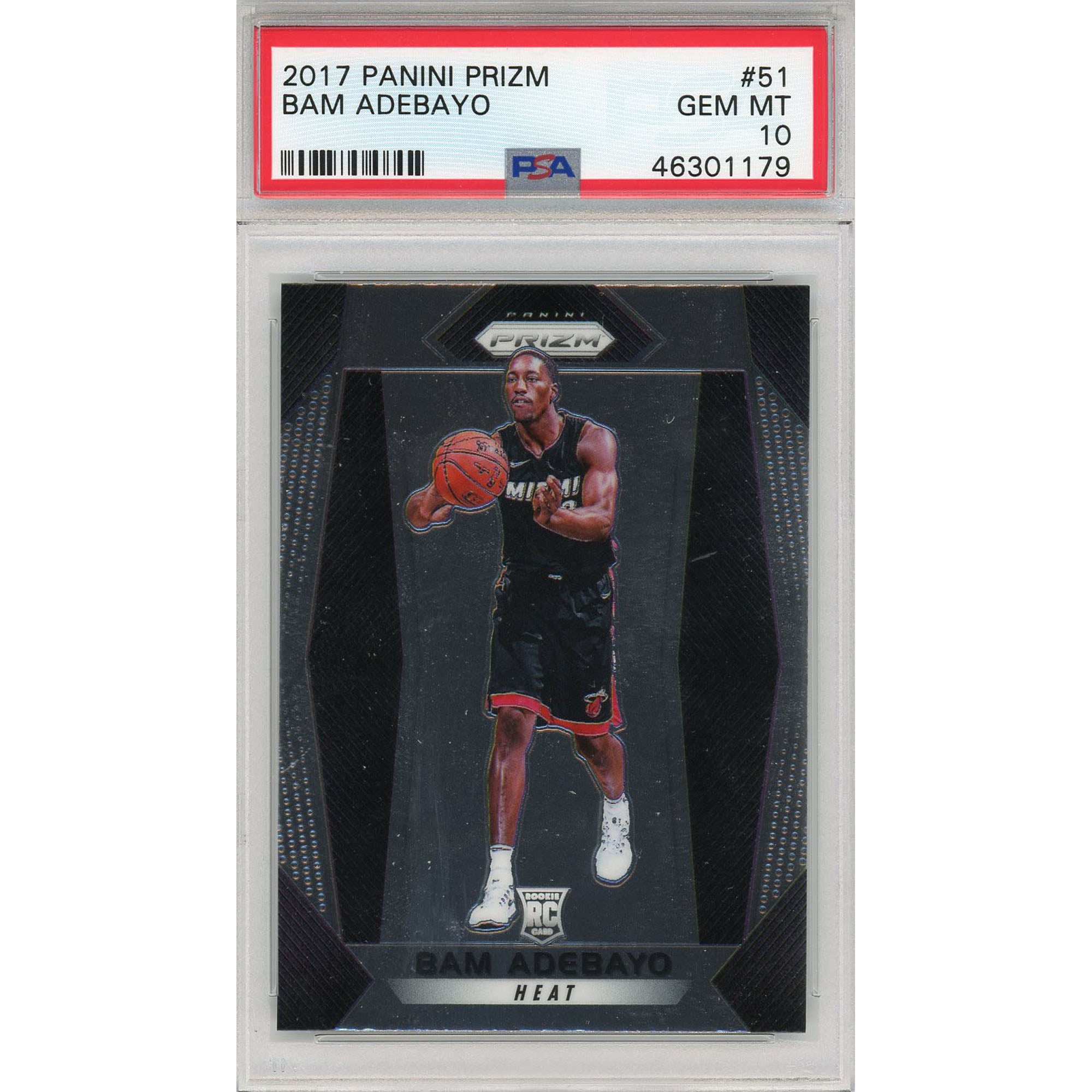 Miami Heat Bam Adebayo 2017 Panini Prizm RC #51 PSA 10 Card - Panini