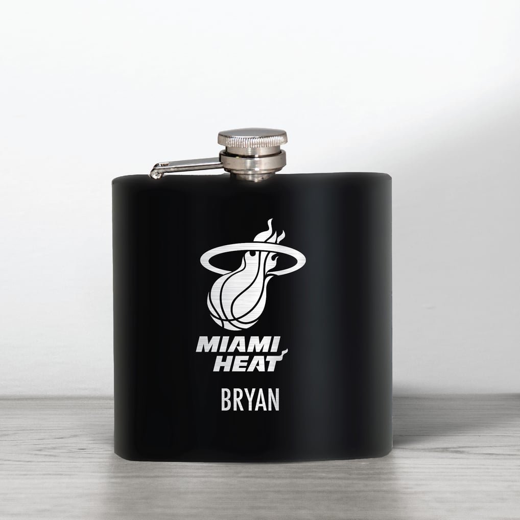 Miami Heat 6oz. Personalized Stealth Hip Flask - Black