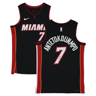 Giannis Antetokounmpo Miami Heat Autographed Fanatics Authentic Nike Black Icon Swingman Jersey 
