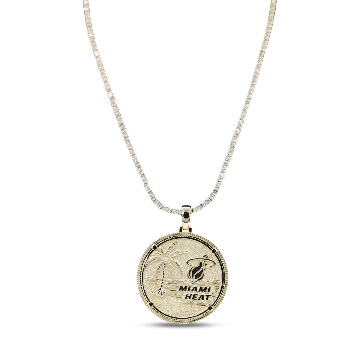 Miami Heat GLD 18K Yellow Gold Logo Pendant & 20 18k Gold Plated Tennis Necklace From GLD main image 0