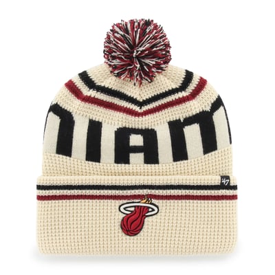 Miami Heat '47 Quattrle Cuffed Knit Hat with Pom - Natural