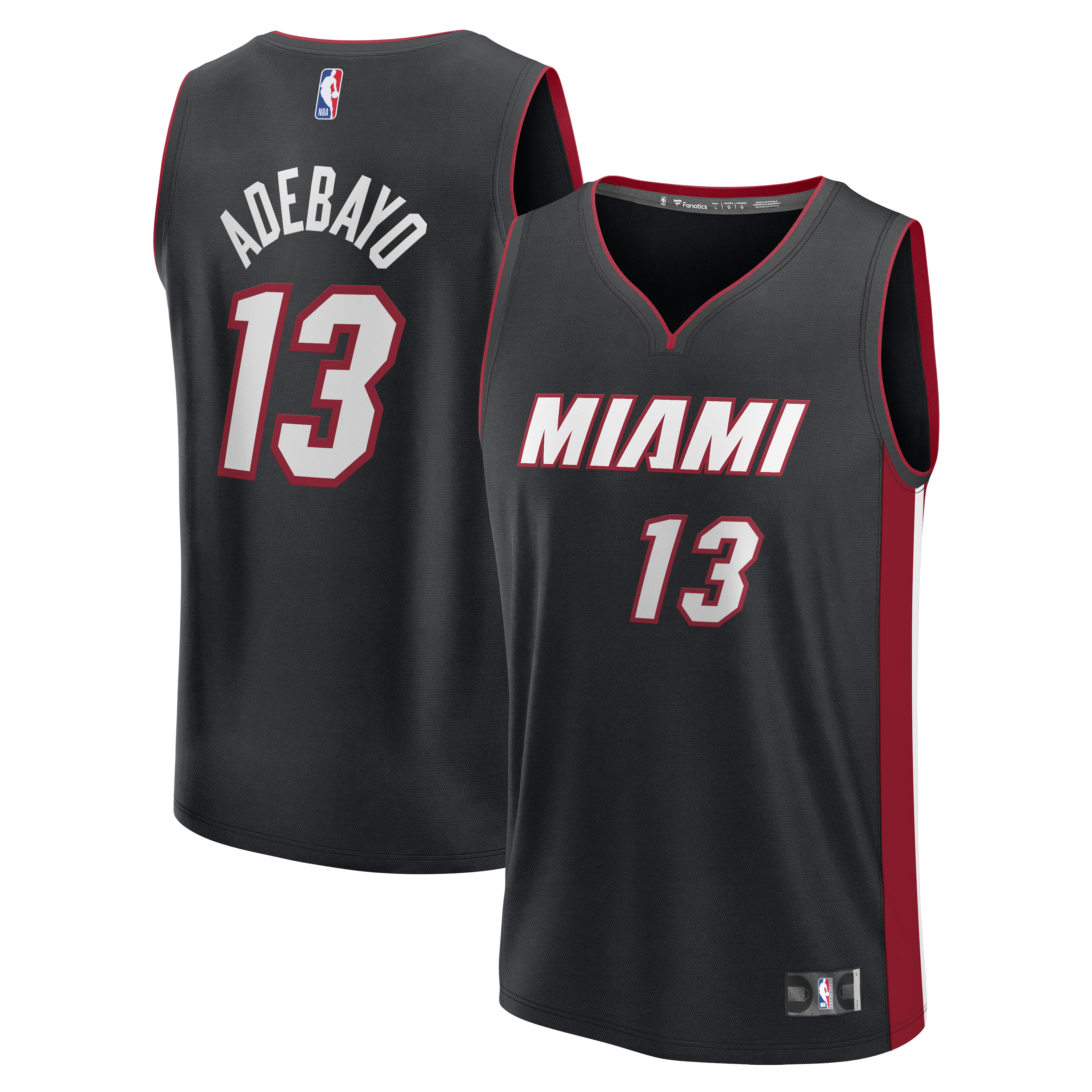Men's Miami Heat Bam Adebayo Fanatics Black Fast Break Replica Jersey ...