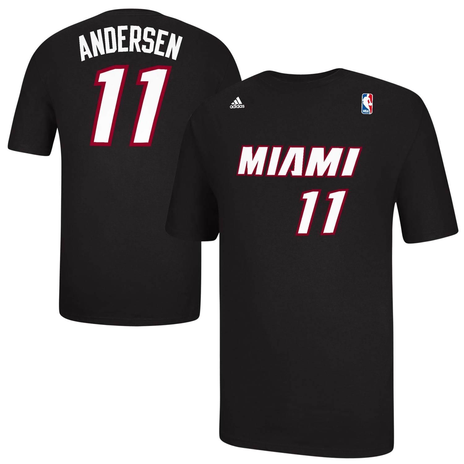 Mens Miami Heat Chris Andersen adidas Black Net Number T-Shirt