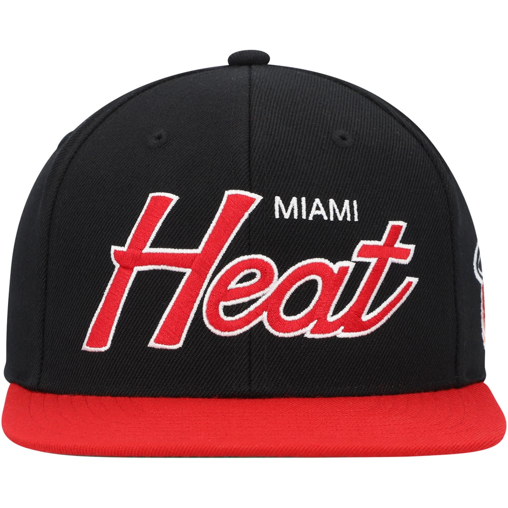 Miami Heat Mitchell & Ness Hardwood Classics MVP Team Script 2.0 Snapback Hat - Black