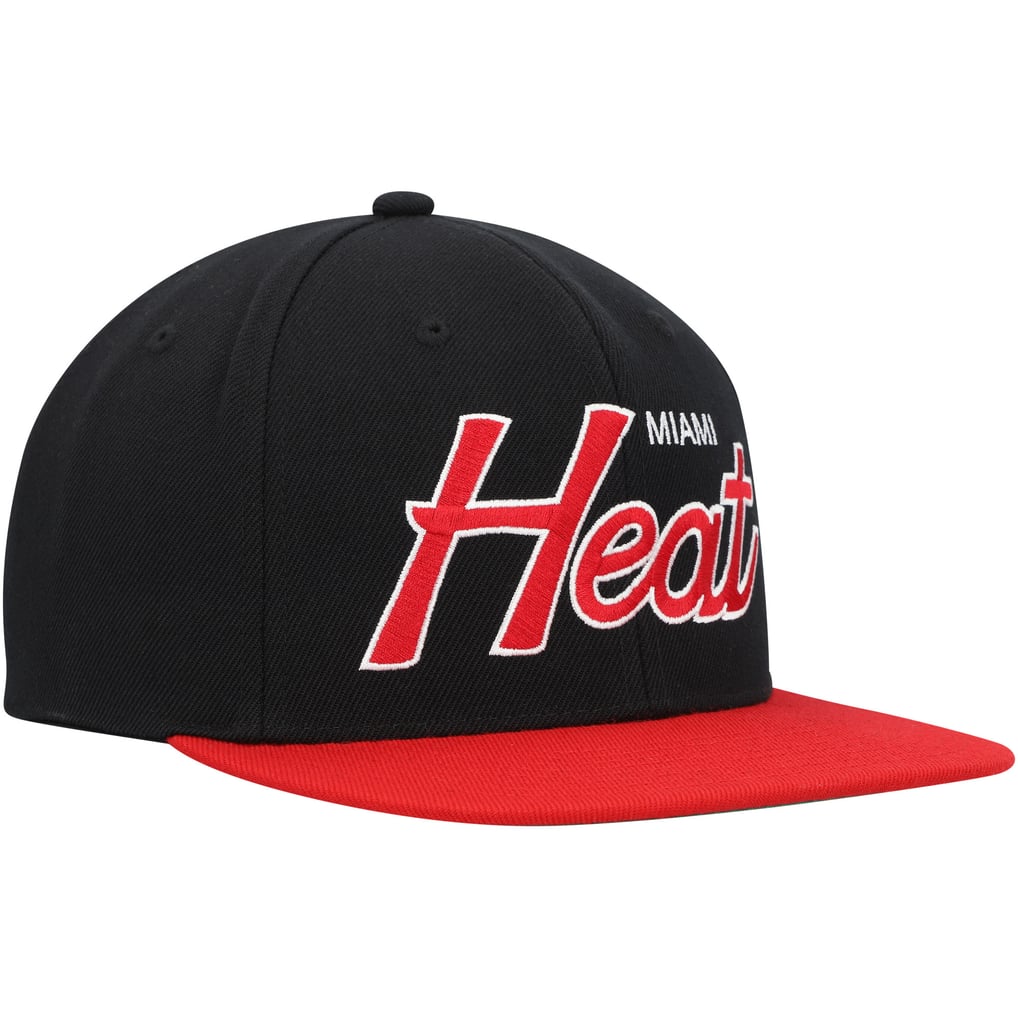 Miami Heat Mitchell & Ness Hardwood Classics MVP Team Script 2.0 Snapback Hat - Black