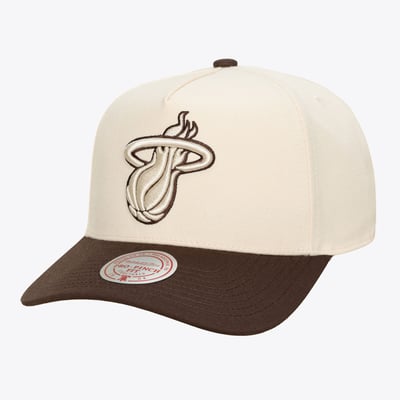 Miami Heat Mitchell & Ness Brown and Cream Pro Pinch Snapback Hat - Cream